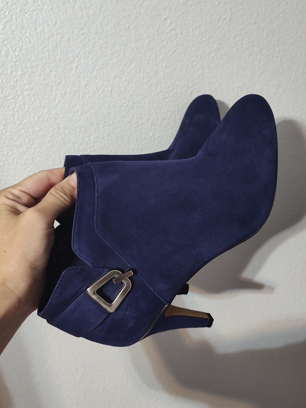 New Vince Camuto Navy Blue Suede Ankle Booties with Buckle